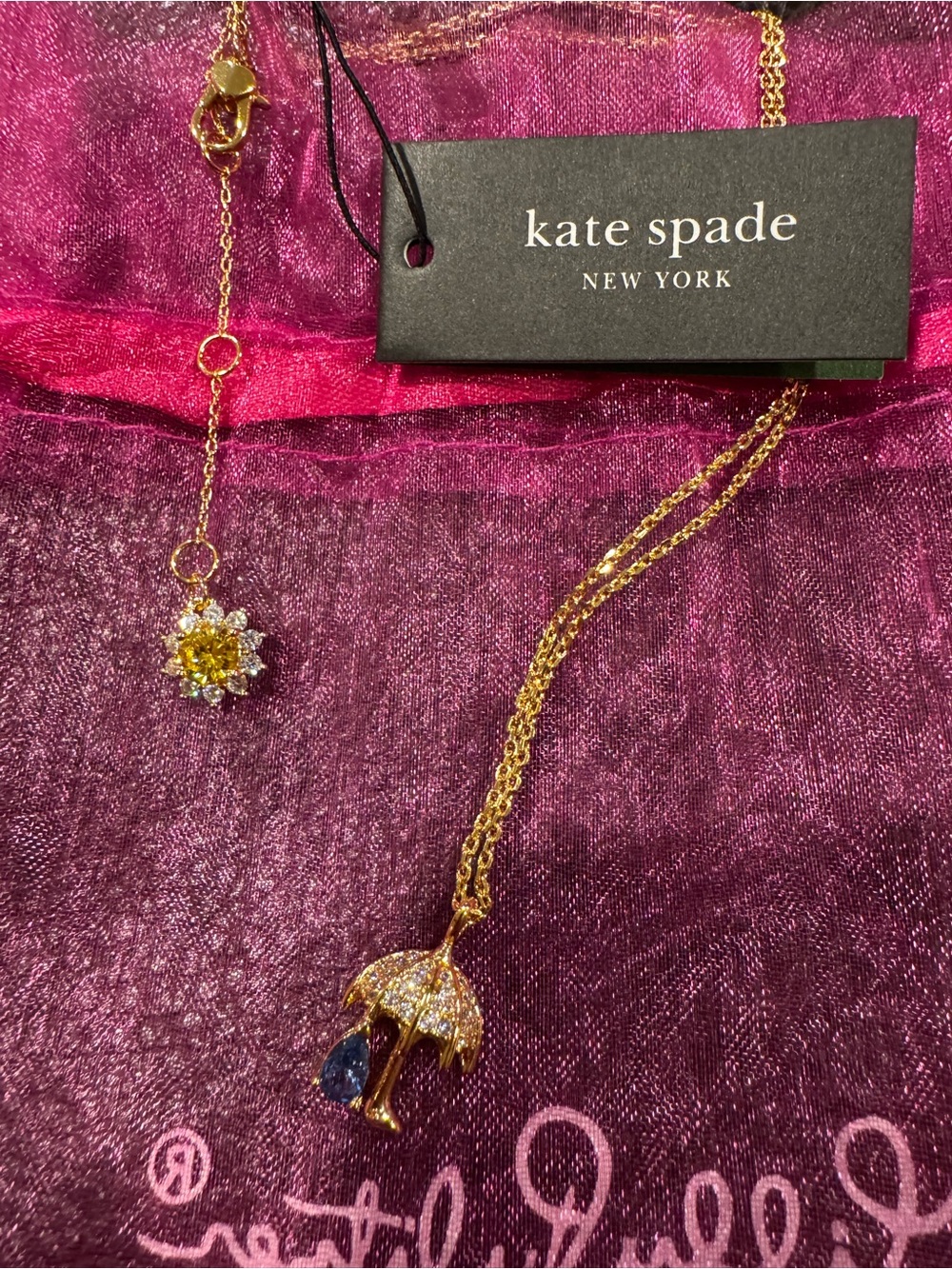 kate spade gold-tone umbrella and floral pendant necklaces